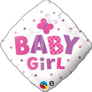 Baby Girl Dots & Butterfly Balloon