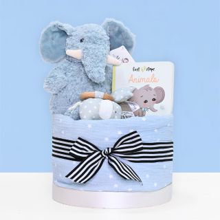 Elephant Buddy Diaper Cake For Baby Boy