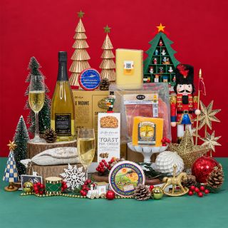 Christmas Hampers-Cheese Club Deluxe Cheese Hamper with Champagne for Christmas