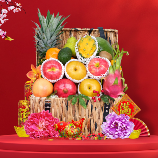 CNY Festive Fruit Hamper with Wine or Champagne