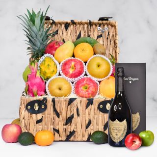 Deluxe Fruit Hamper with Dom Pérignon Champagne