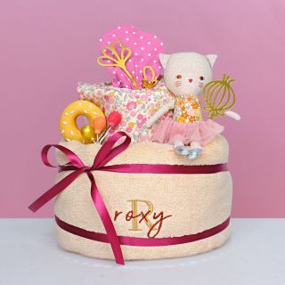 貓咪尿片蛋糕配定製毛巾