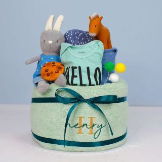 Personalised Blue Bunny Diaper Cake