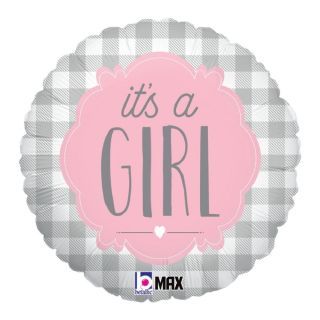 It's a Girl Buffalo Plaid Balloon