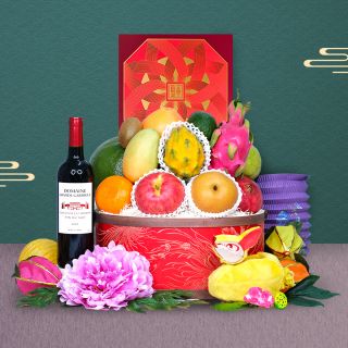 Premium Fruit Hamper with Peninsula Mooncake & Wine or Champagne