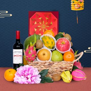 Traditional Mid-Autumn Basket with Peninsula Mooncake & Wine or Champagne