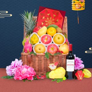 Classic Mid Autumn Fruit Hamper with Peninsula Mooncake & Wine or Champagne