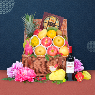 Classic Mid Autumn Fruit Hamper with The Peninsula Spring Moon Mooncake & Wine or Champagne