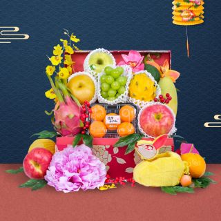 Gold Blossom Japanese/Korean Fruit Gift Box With Mooncake Options