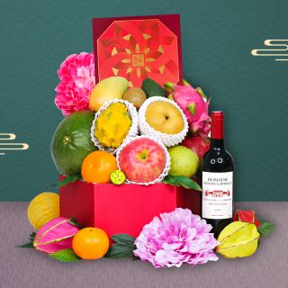Bright Moon Fruit Gift Box With The Peninsula Mooncake & Wine or Champagne