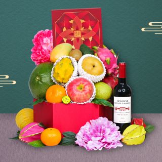 中秋節禮籃-月光水果禮盒配半島月餅配紅酒或香檳