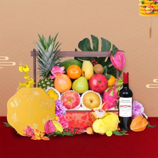 中秋節禮籃-賞月果籃配香格里拉月餅連紅酒或香檳