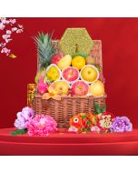 Lunar New Year Hampers-Chinese New Year Gold Blossom Fruit Hamper with Shangri-La CNY Pudding