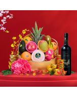 Sweet Golden Deluxe Chinese New Year Hamper with Wine or Champagne