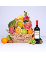 Traditional Fruit Basket with Wine Or Champagne