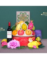 Mid Autumn Hampers-Premium Fruit Hamper with Peninsula Mooncake & Wine or Champagne