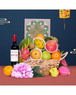 Mid Autumn Hampers-Traditional Mid-Autumn Basket with Peninsula Mooncake & Wine or Champagne