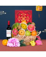 中秋節禮籃-傳統果籃配半島月餅及紅酒或香檳