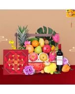 Mid-Autumn Hampers-Moonlight Fruit Hamper with Peninsula Mooncake and Wine or Champagne