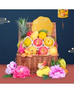 Mid Autumn Hampers-Classic Mid Autumn Fruit Hamper with Shangri-la Mooncake with Wine or Champagne