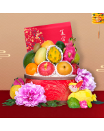 Premium Fruit Hamper with Shangri-la Mooncake and Wine or Champagne