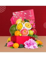 Bright Moon Fruit Hamper with Shangri-la Mooncake and Wine or Champagne