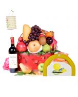 Premium Fruit Hamper with Landmark Mandarin Oriental Hong Kong Mooncake & Wine or Champagne