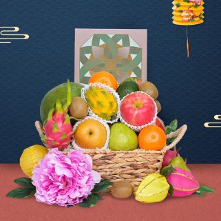 Mid Autumn Hampers-Traditional Fruit Basket with Peninsula Mooncake