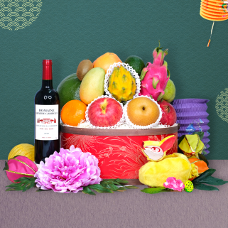Premium Fruit Hamper with Wine
