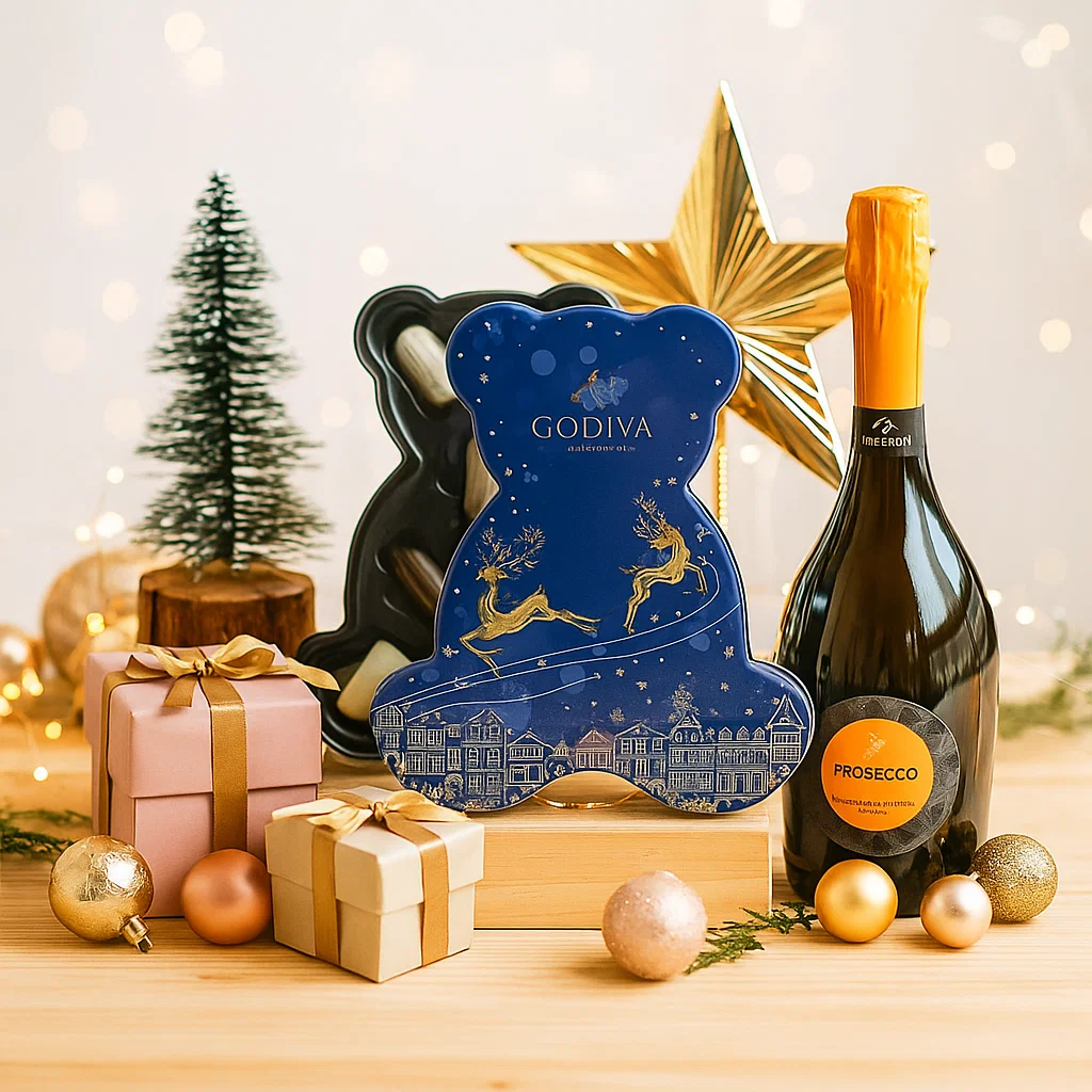 Christmas Hampers-Christmas Godiva Chocolate with Champagne